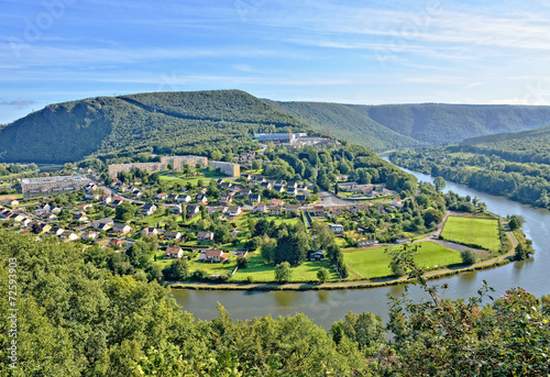 Panorama of Revin  a small town on river Meuse