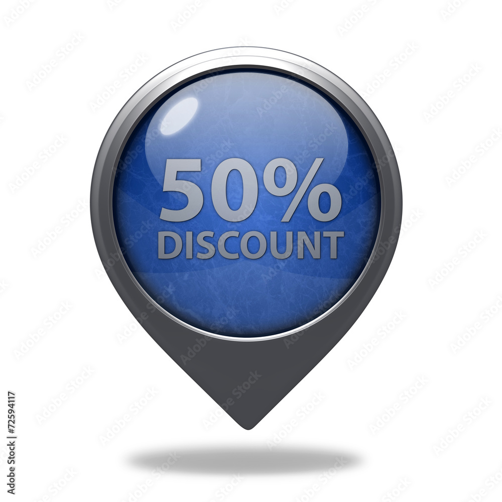 Discount 50 pointer icon on white background Discount 50 pointer icon on white background