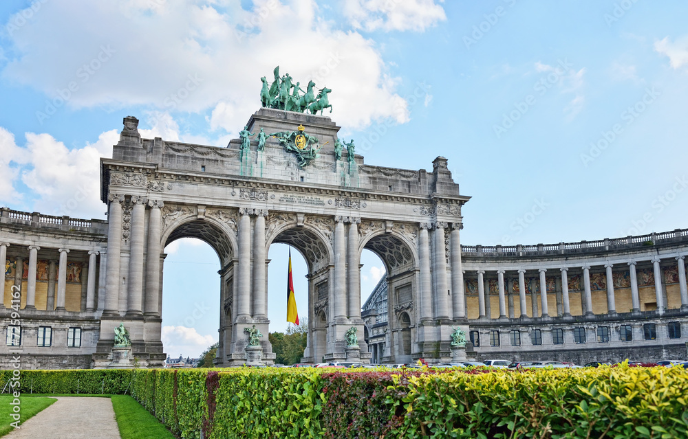Triumphal Arch in Cinquantenaire Park in Brussels