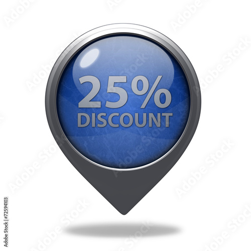 Discount 25 pointer icon on white background