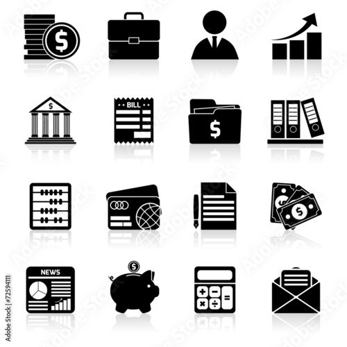 Accounting icons set black