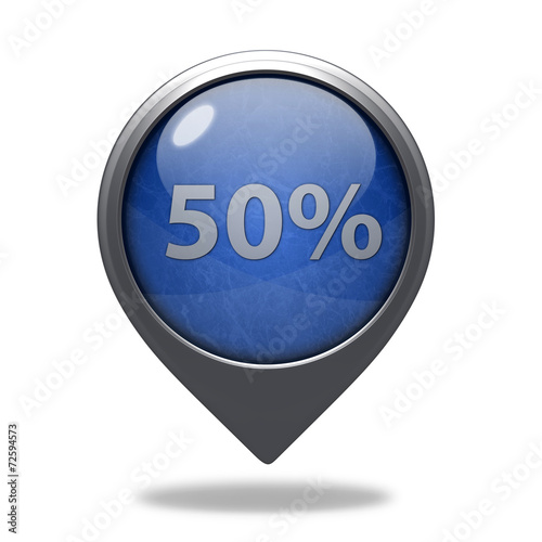 Fivety percent pointer icon on white background