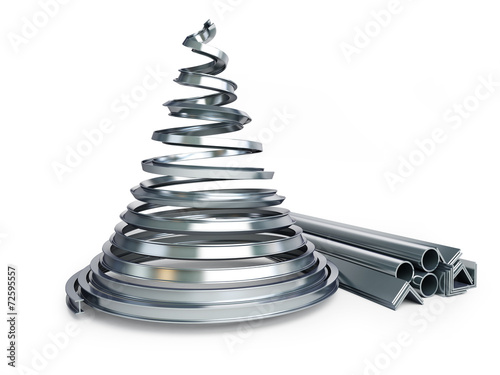 Christmas tree metal on a white background