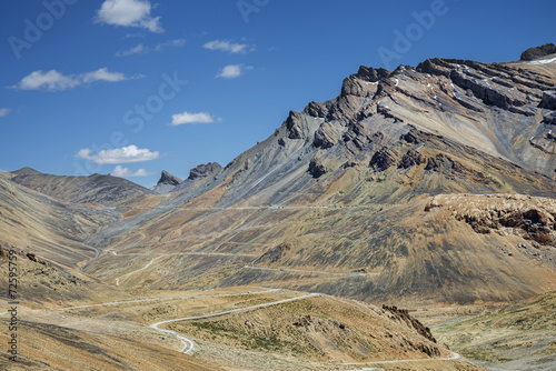 View of beautiful mountains and winding road