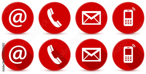 Set of red round icons, two variants - Contact Us