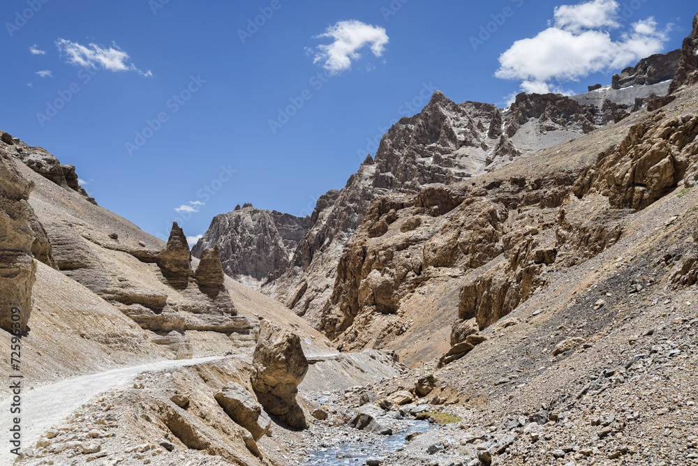 mountain road and river