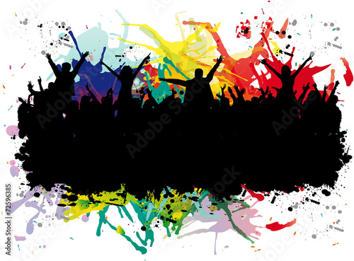 Dancing silhouettes - grunge background