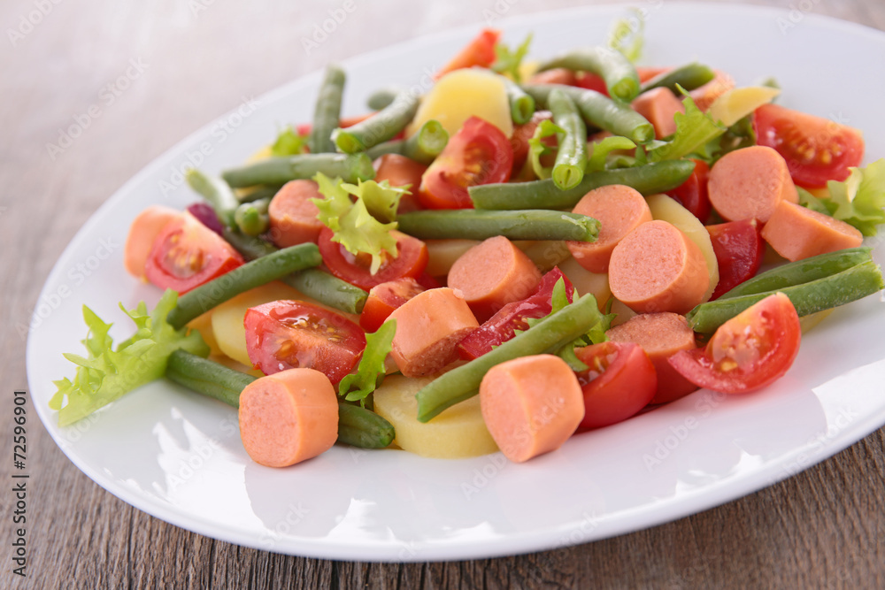 salad with vegetable and sausages salad with vegetable and sausages