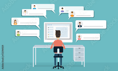 business man working online with social network communication connection concept