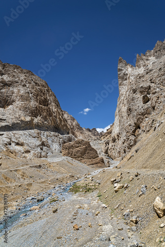 River flowing among jagged mountains