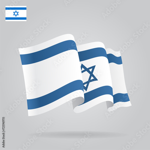 Flat and waving Israeli Flag. Vector