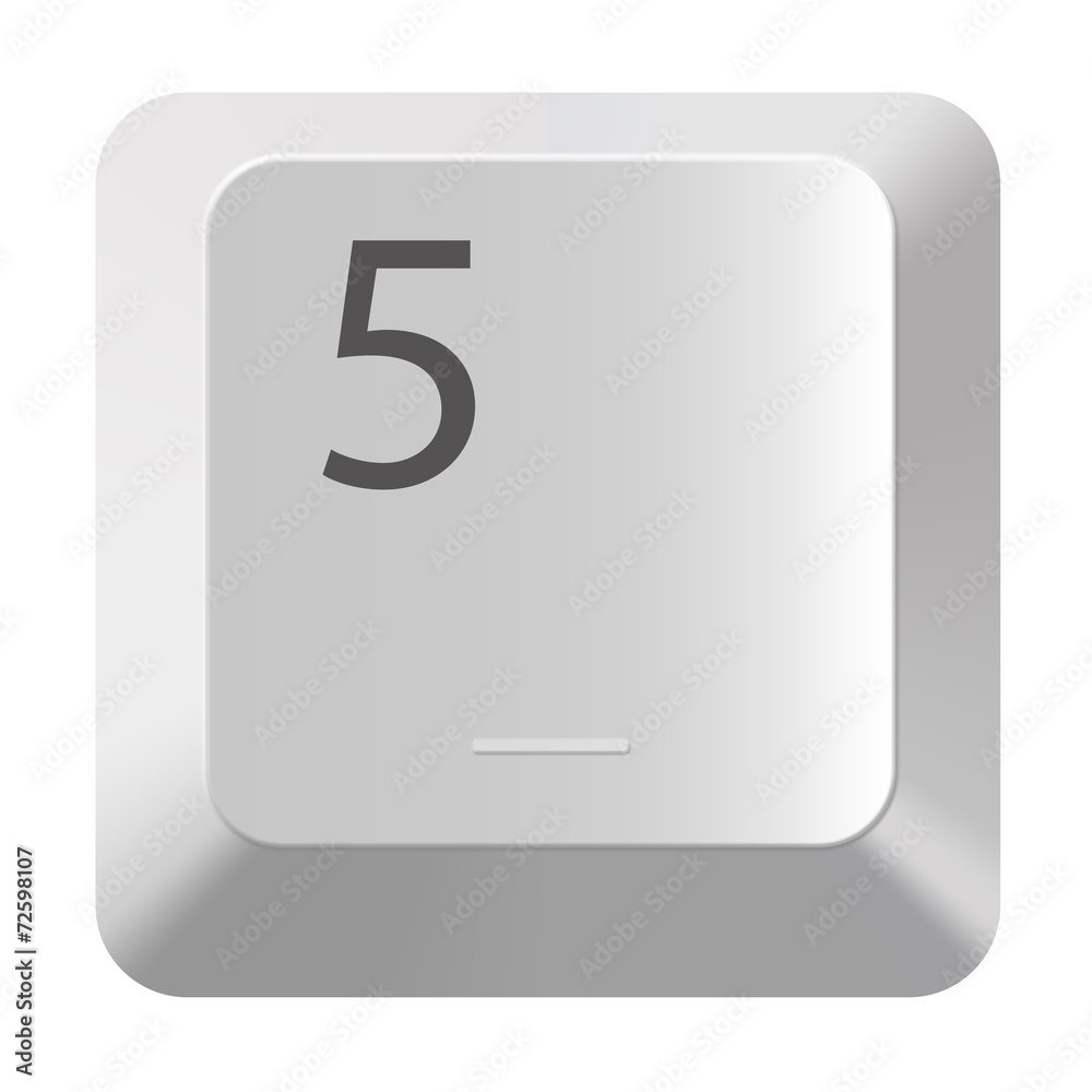 Pc number keypad 5 on white background Pc number keypad 5 on white background