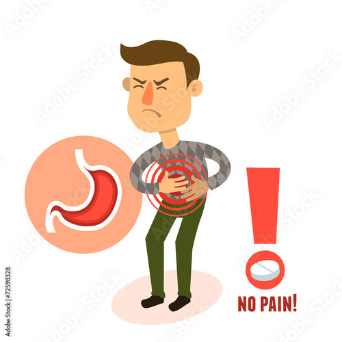 Sick character stomach ache