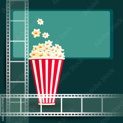 Package with popcorn and and film strip