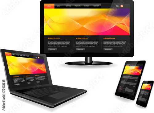 Website template on multiple devices