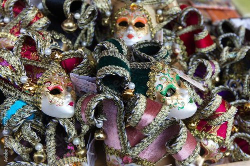 several Venetian masks sold in the market