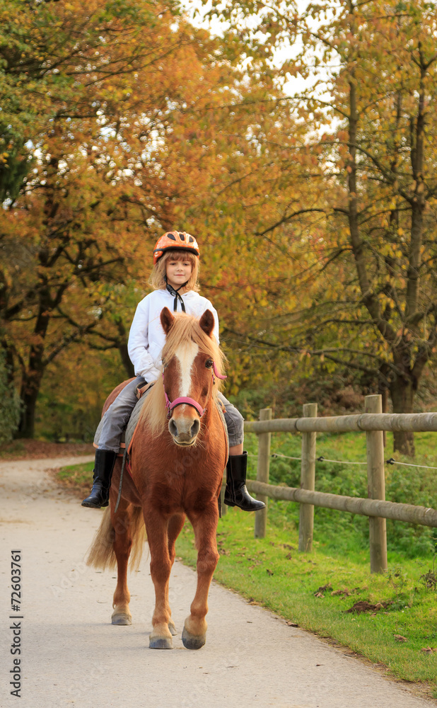 Girl riding on a pony Girl riding on a pony