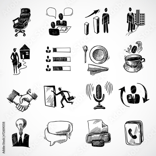 Office sketch icons set
