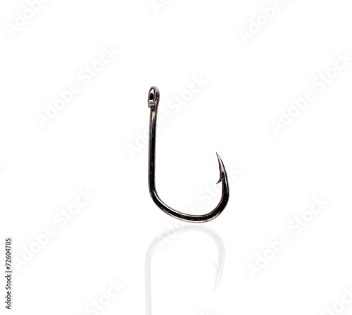 Strong fishing hook isolated on white background