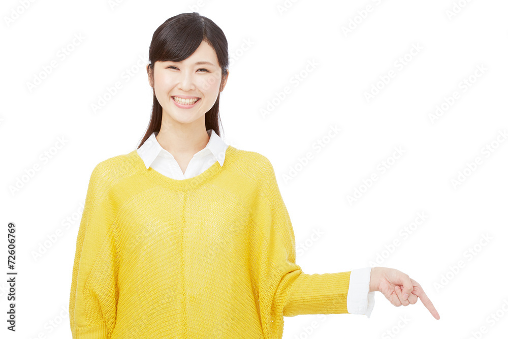 指差す女性 指差す女性