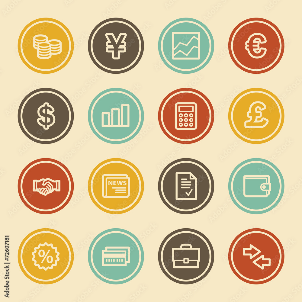 Finance Web Icons, Color Circle Buttons Finance Web Icons, Color Circle Buttons