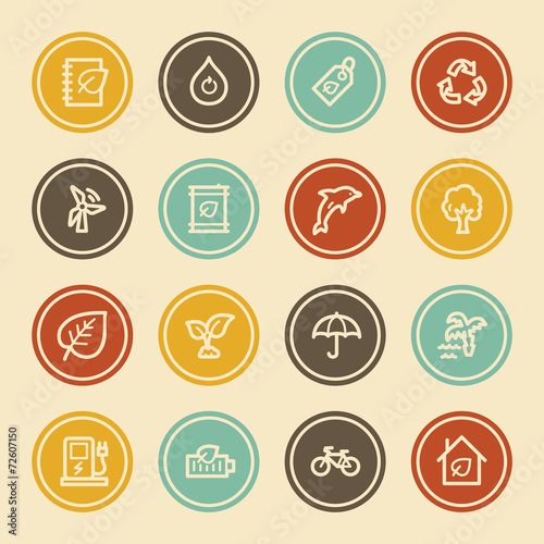 Green Ecology Web Icon Set 4, Color Circle Buttons
