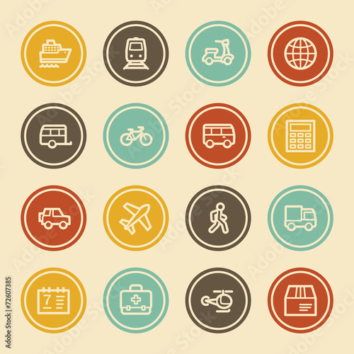 Transport Web Icons, Color Circle Buttons