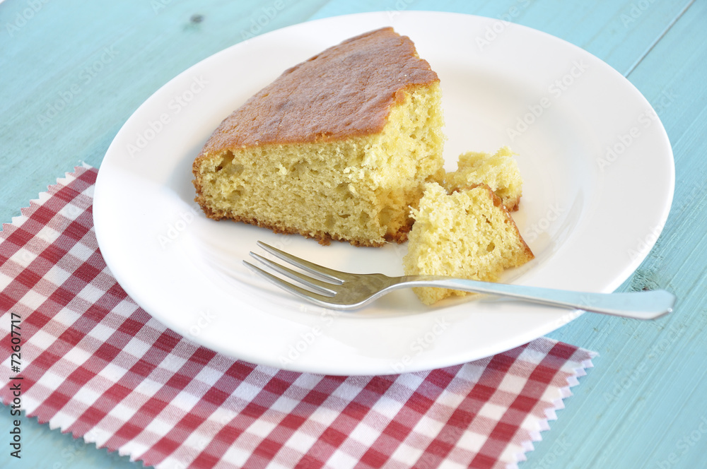 Portion of homemade cake