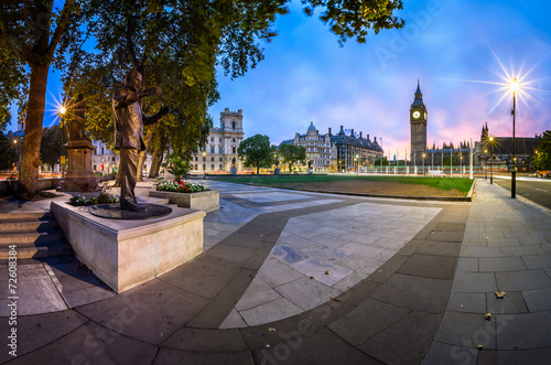 Panorama of Parliament Square and Queen Elizabeth Tower in Londo