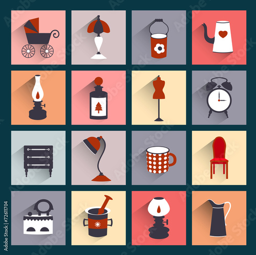 Retro style flat shadows icon.