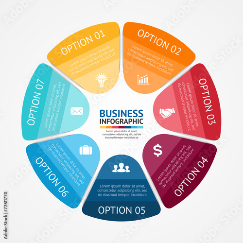 Business circle infographic, diagram 7 options