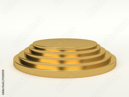 3d Generated gold pedestal isolated on white background