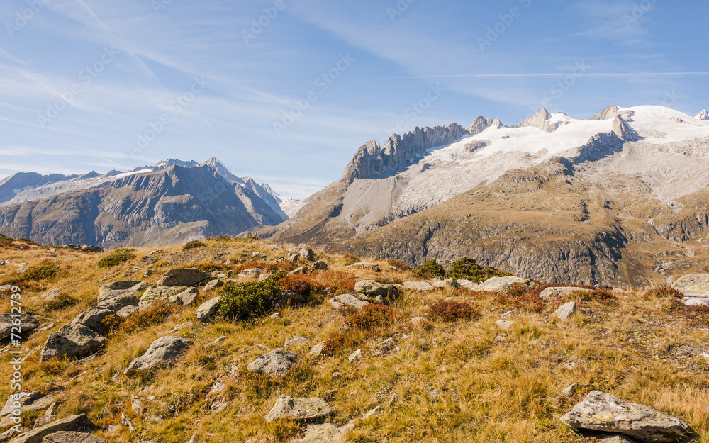 Riederalp, Moosfluh, Fusshörner, Aletsch, Alpen, Schweiz
