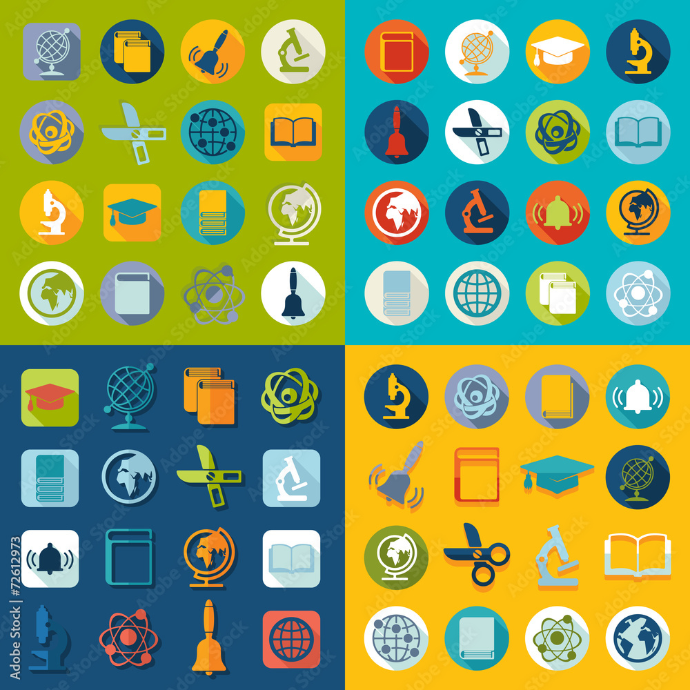 Set of education flat icons Set of education flat icons