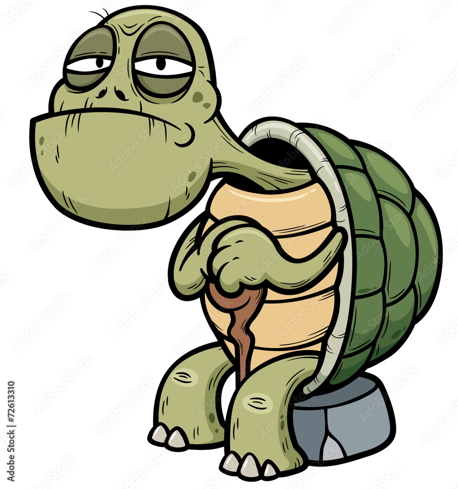 Obraz premium Vector illustration of Cartoon Old turtle
