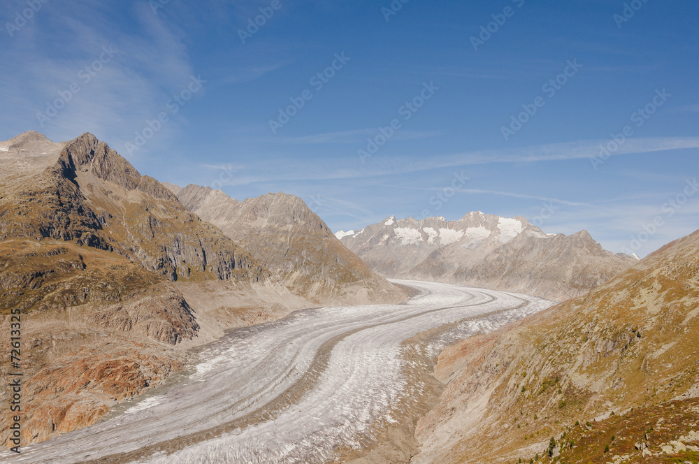 Bettmeralp, Aletschgletscher, Walliser Alpen, Herbst, Schweiz