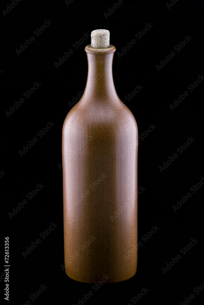 Clay wine bottle with cork Clay wine bottle with cork