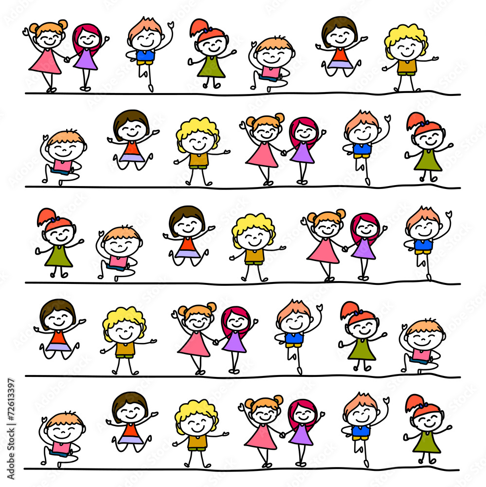 hand drawing abstract cartoon happy kids hand drawing abstract cartoon happy kids