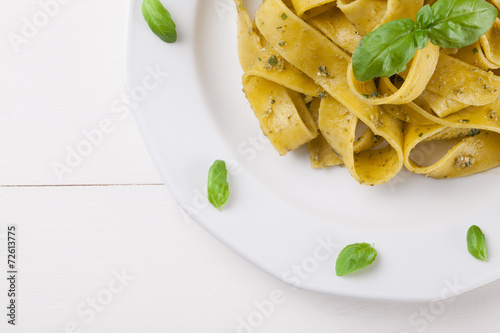 Pasta tagiatelle with pesto