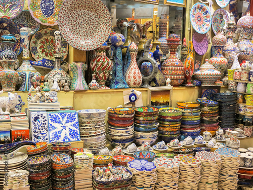 Colourful Turkish ceramics in the Grand Bazaar, Istanbul photo