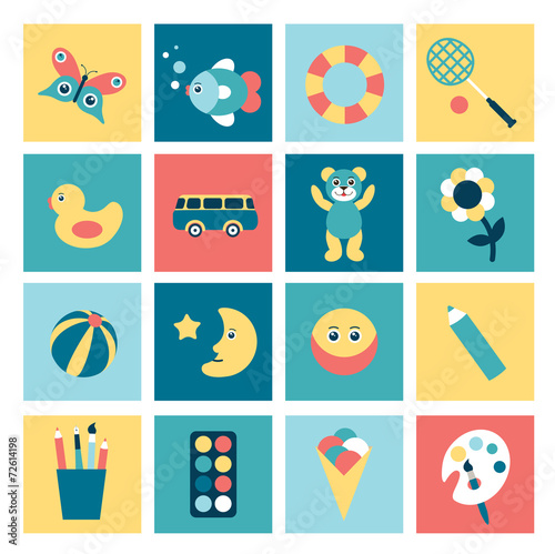 Set of colorful child flat icon.