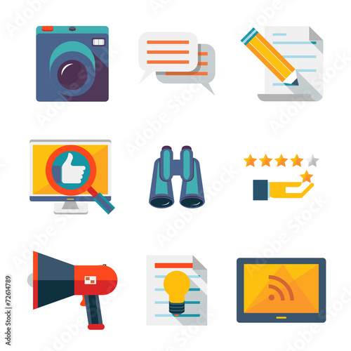 information and media web icons set modern trendy flat vector