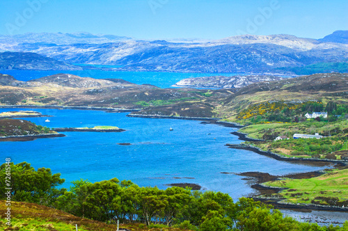 Lake and Mountains in Isle of Skye island. Landscape in Highland