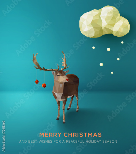 Christmas Card. Geometric polygonal reindeer.