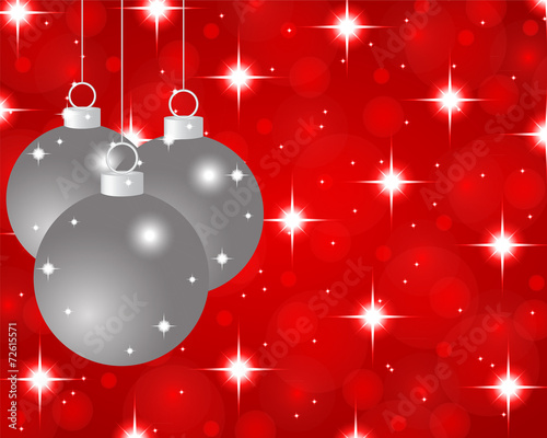 red Christmas background with Christmas balls
