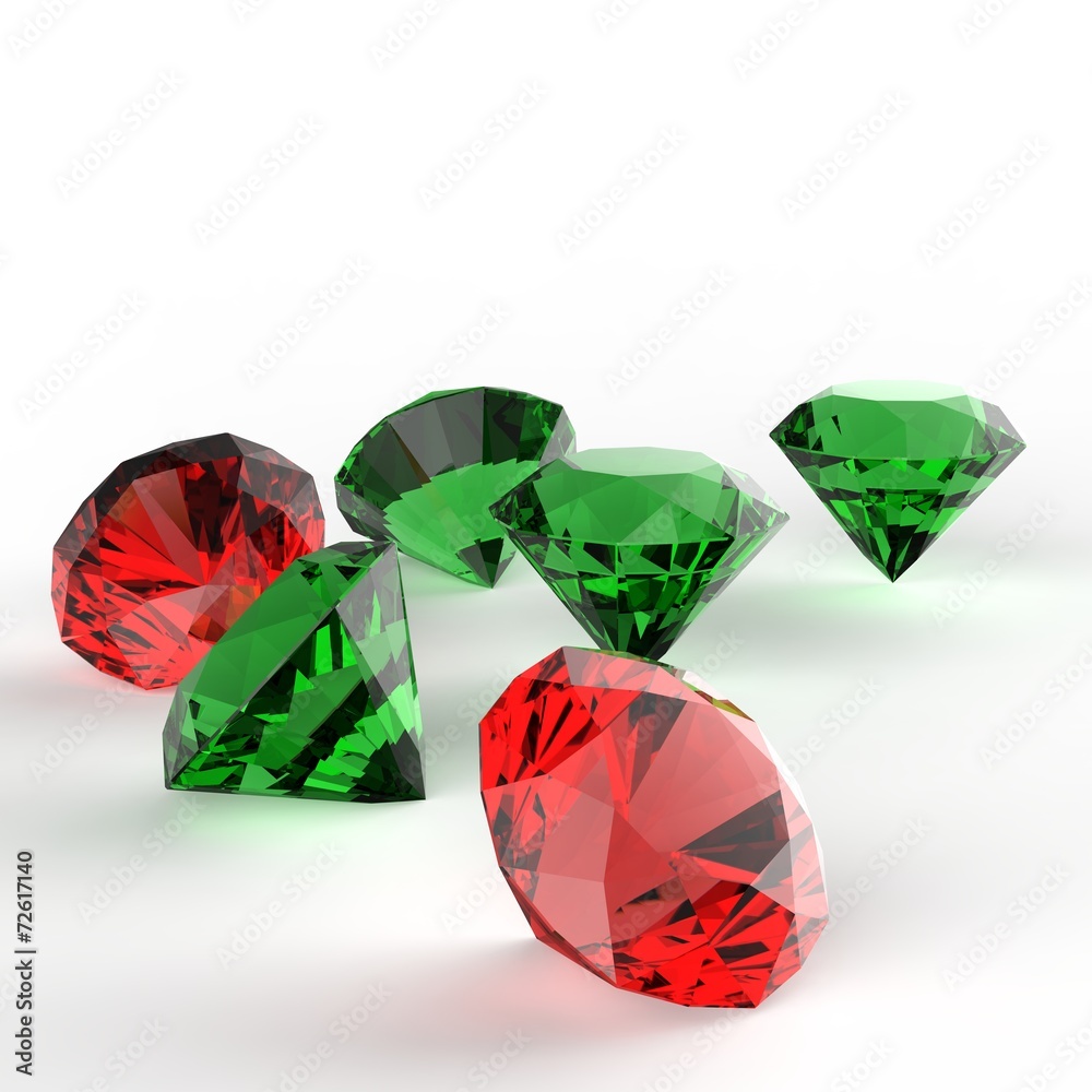 Diamonds 3d composition on white as merry's x mas concept Diamonds 3d composition on white as merry's x mas concept