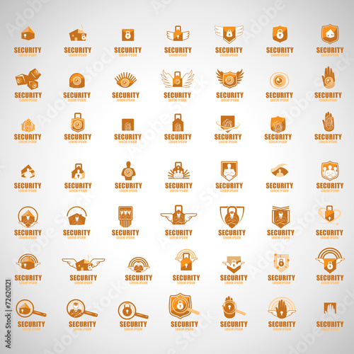 Security Icons Set - Isolated On Gray Background