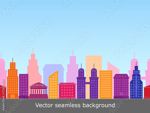 vector seamless background with colorful buildings