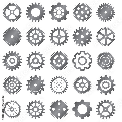 vector set of gear wheels on white background