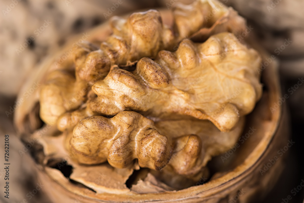 Half walnut kernels closeup Half walnut kernels closeup